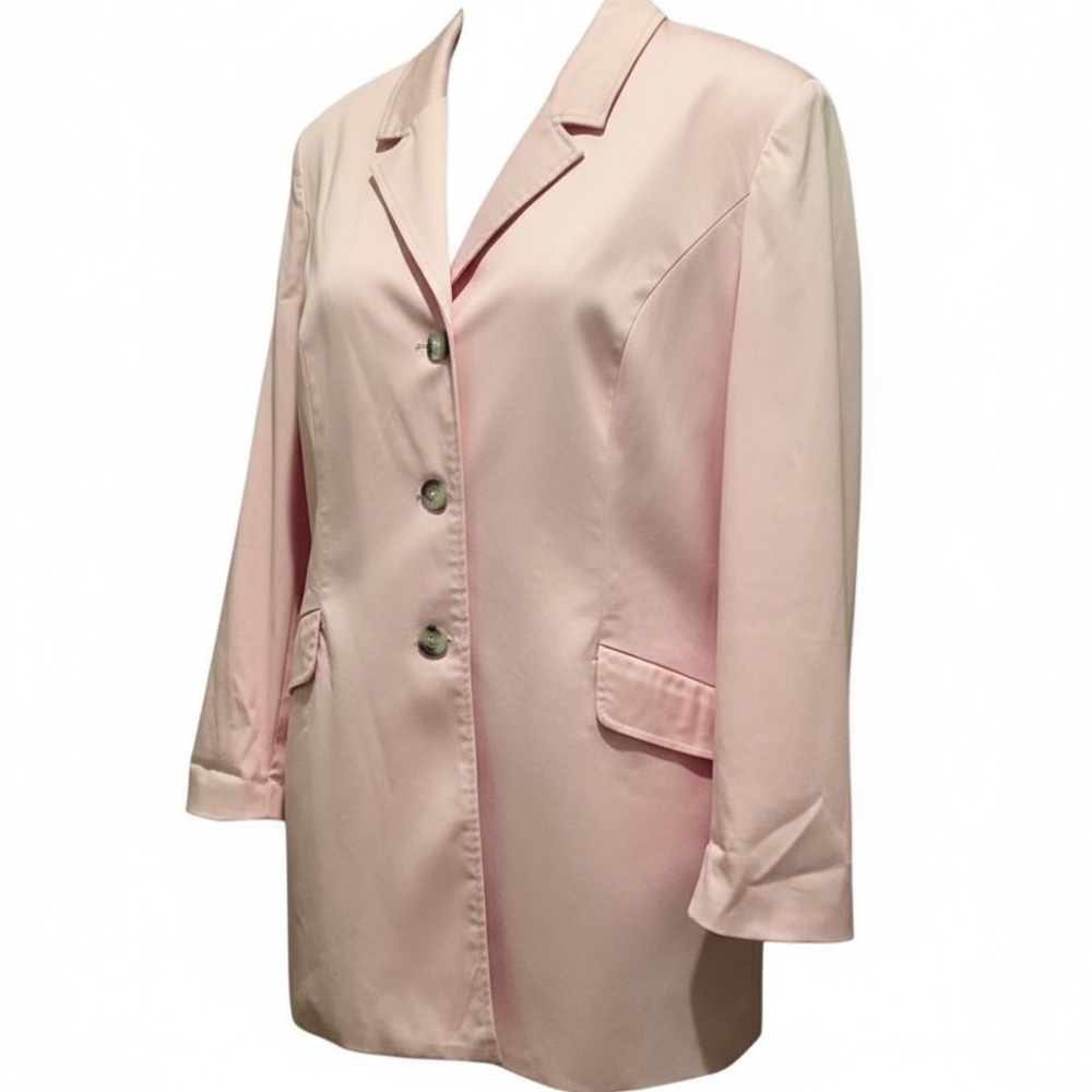 Pink Midi Notch Collar Trench Coat With Stretch Women’s Size 16